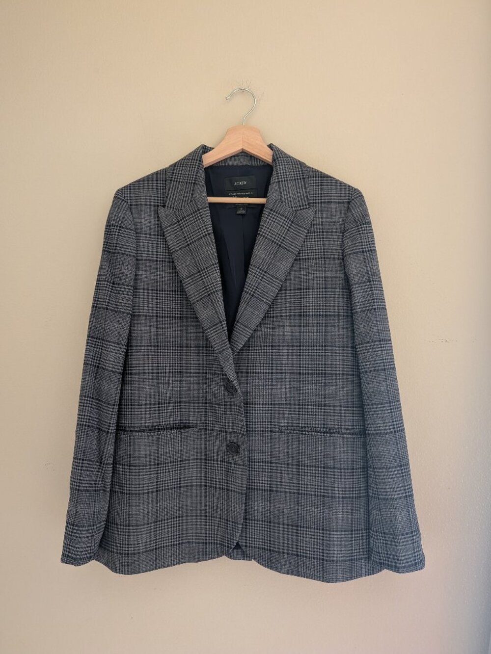 J.Crew Somerset Blazer in Grey Plaid Italian Stretch Wool Size 12